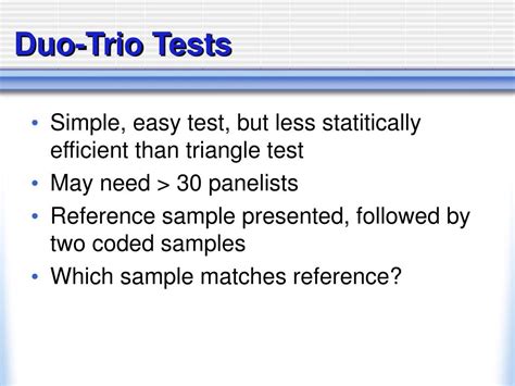 duo trio test|triangle test table.